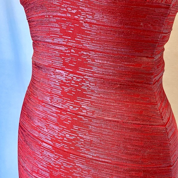 Bandage body red metallic foil mini dress size S, HL like - Picture 5 of 7